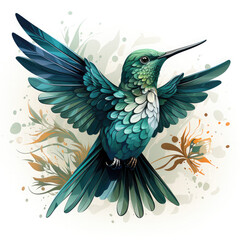 Obraz premium Watercolor Hummingbird vector, clipart Illustration, Generative Ai