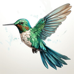 Obraz premium Watercolor Hummingbird vector, clipart Illustration, Generative Ai