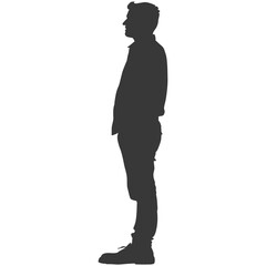 Fototapeta premium Silhouette man flat shoes only black color only full