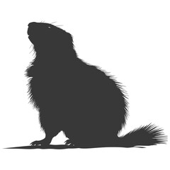 Fototapeta premium Silhouette marmot animal black color only full body