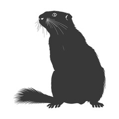 Fototapeta premium Silhouette marmot animal black color only full body