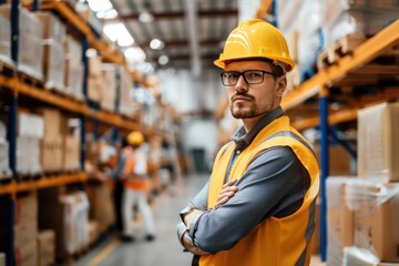 modern clean warehouse workers, efficient workflow in warehouse, streamlined operation space