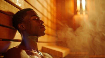 A gymgoer takes a break from their workout to relax in the sauna using the heat to loosen their muscles and clear their mind..