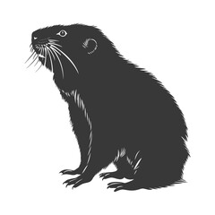 Fototapeta premium Silhouette mole animal black color only full body 