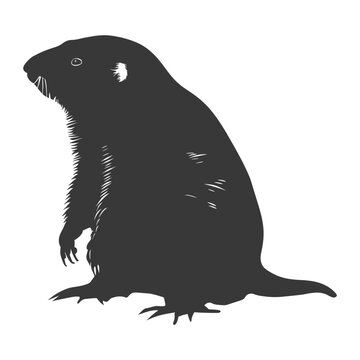 recommend clip art: Silhouette mole animal black color only full body 