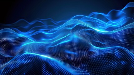 glowing blue wave lines abstract