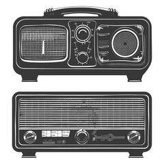 Silhouette old radio black color only full
