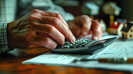 Fototapeta premium Measured Approach to Financial Decision-Making: Hands Calculating
