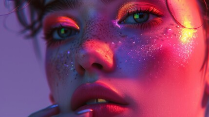 Fototapeta premium Close Up of Woman With Glitter on Face