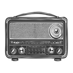 Fototapeta premium Silhouette old radio black color only full