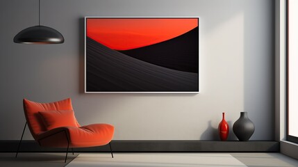 Contemporary simplicity: The wall hosts a minimalist painting, a beacon of understated beauty, inviting observers to appreciate the power of simplicity in art