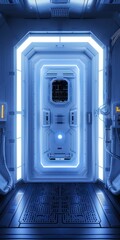 spacecraft door with neon lights