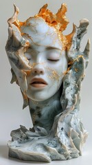 girl face with marble texture