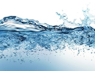 water and air bubbles over white background