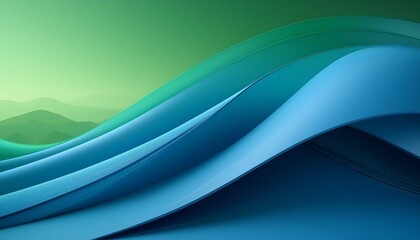 Obraz premium Smooth gradients in a minimalist geometric layout, shades of blue and green, clean