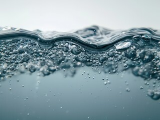 water and air bubbles over white background