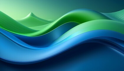 Obraz premium Smooth gradients in a minimalist geometric layout, shades of blue and green, clean