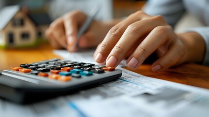 Fototapeta premium Close-up View of Hands Engaged in Financial Analysis
