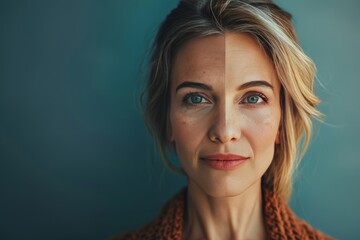 Naklejka premium Natural aging prevention in aging process care uses skincare to support youthful diversity and aging interventions, enhancing skin elasticity.