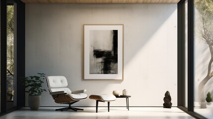  A minimalist masterpiece adorning the wall, capturing simplicity and elegance in a single frame, seamlessly blending into the modern interior
