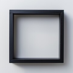 wooden thin picture frame mockup in black on white background, empty space