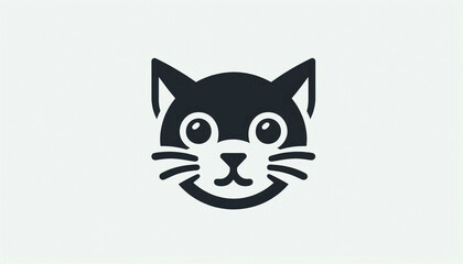 Simple cat logo icon illustration in black