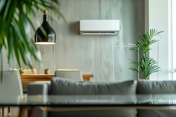 Energy-saving air conditioning, fresh and natural modern living room.