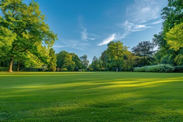 Fototapeta na wymiar beautiful garden lawn with a large beautiful blue sky in the background