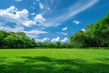 beautiful garden lawn with a large beautiful blue sky in the background