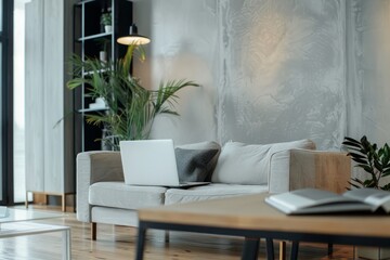 Energy-saving air conditioning, fresh and natural modern living room.