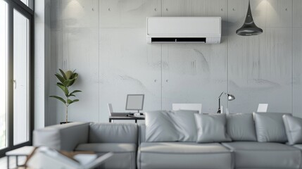 Energy-saving air conditioning, fresh and natural modern living room.