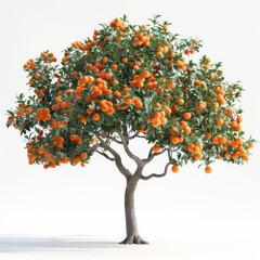 orange tree white plain background