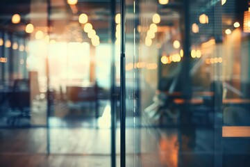 Fototapeta premium blurred and out of focus modern glass wall office