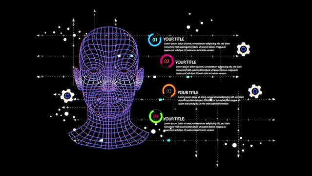 AI futuristic hologram element, ideal for business, industry, and beyond, perfect for presentations and advertising. 4K video for mobile devise 