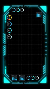 A futuristic HUD frame, ideal for business, industry, and beyond, perfect for presentations and advertising. 4K Vertical video for mobile devise 