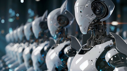 Uniform Thought: Lineup of Identical Robots