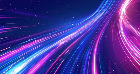 Fototapeta na wymiar dynamic neon blue purple and pink light trails background