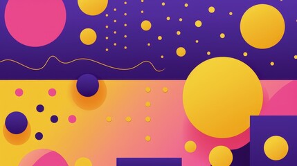 modern abstract orange and pink circles on purple background