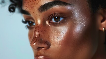 Close-Up Portrait of a Young Black Woman With Freckles