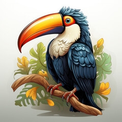 Fototapeta premium Watercolor Toucan vector, clipart Illustration, Generative Ai