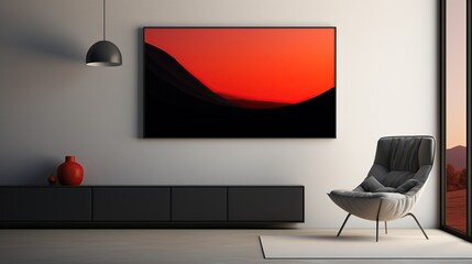 Harmony in simplicity: A minimalist painting hangs on the wall, creating a harmonious blend of form and function, inviting viewers to discover beauty in simplicity
