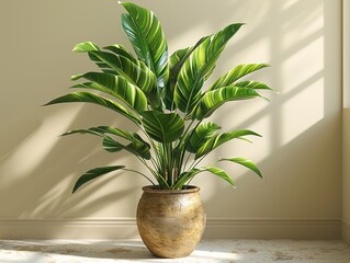 potted plant, lush green, godly aura, calm, soothing, beautiful