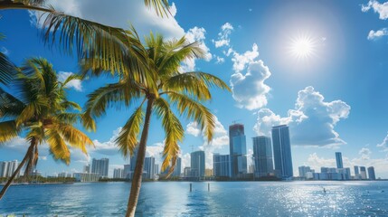 Naklejka premium tropical city skyline