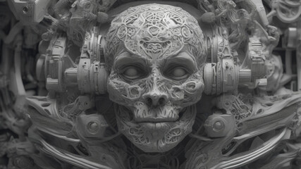 statue of a person skull graphics