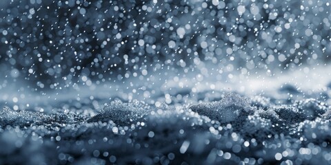 Fototapeta premium Monochrome image of snowflakes descending from the sky. Classic and tranquil winter scene