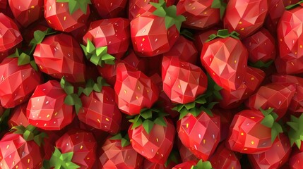 Stylized low poly strawberries design
