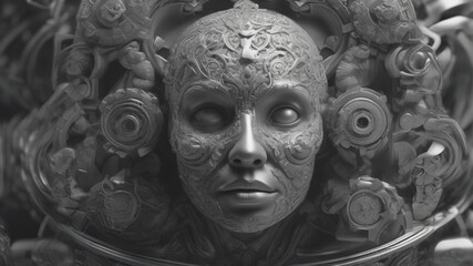 statue of a person skull graphics