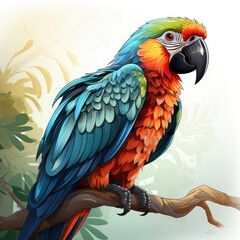 Obraz premium Watercolor Parrot vector, clipart Illustration, Generative Ai