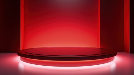 glossy red podium for luxury goods display