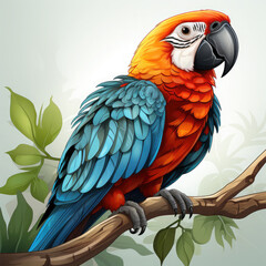 Fototapeta premium Watercolor Parrot vector, clipart Illustration, Generative Ai
